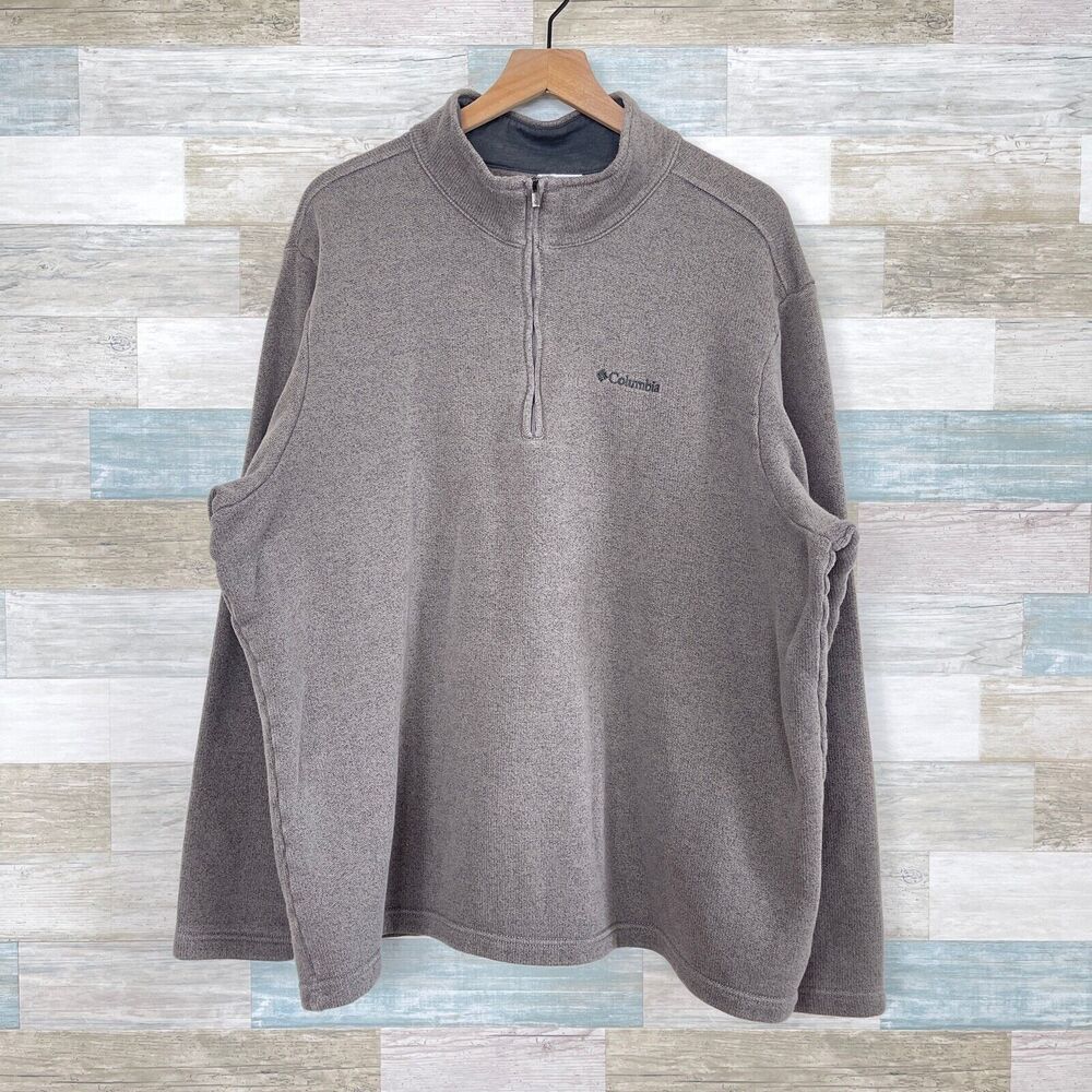 Columbia Great Hart Mountain 1/4 Zip Fleece Sweatshirt Taupe Brown Mens XXL 2XL